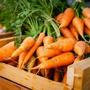 carrots in a wooden box