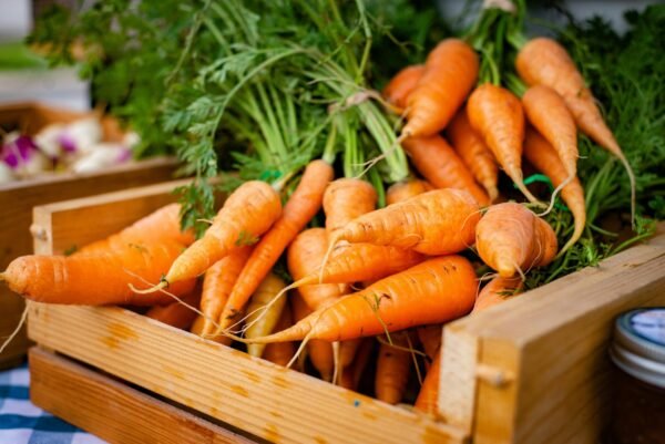 carrots in a wooden box